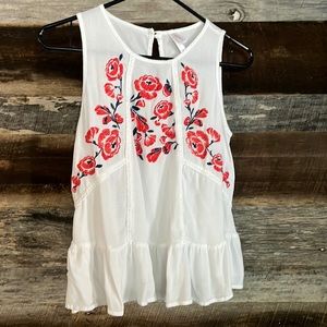 Floral white tank top